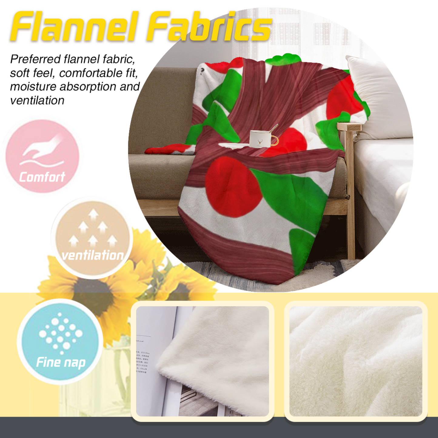 Colorful Abstract Tree Flannel Throw Blanket ¨C Modern Red and Green Art