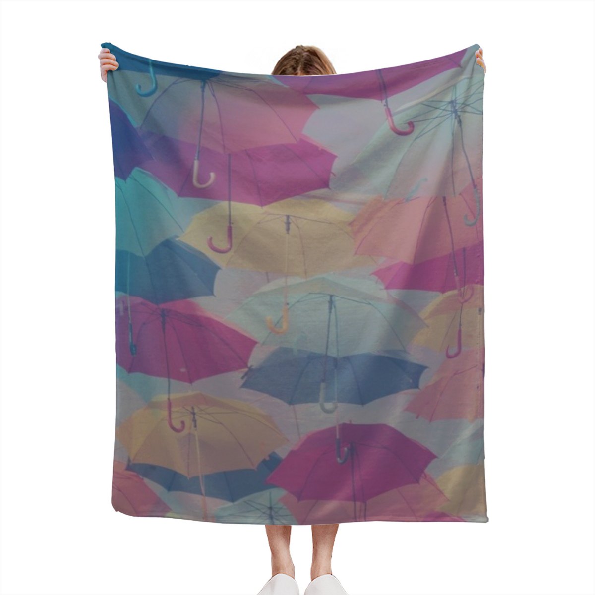 Powder Blue Botanical Flannel Throw Blanket