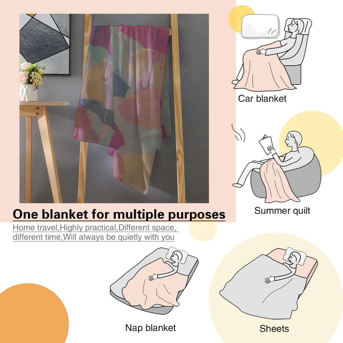 Powder Blue Botanical Flannel Throw Blanket