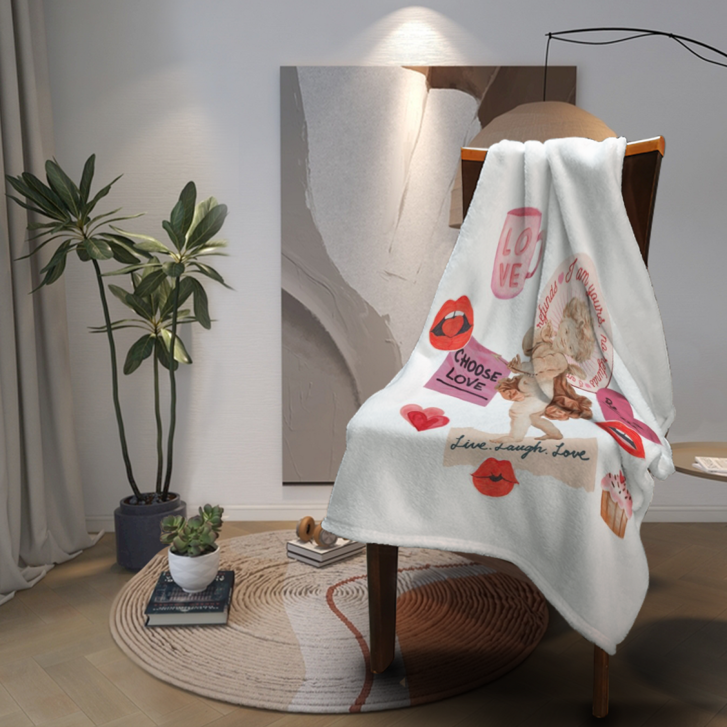 Vintage Cupid Love Flannel Throw Blanket ¨C Romantic Retro Collage Design