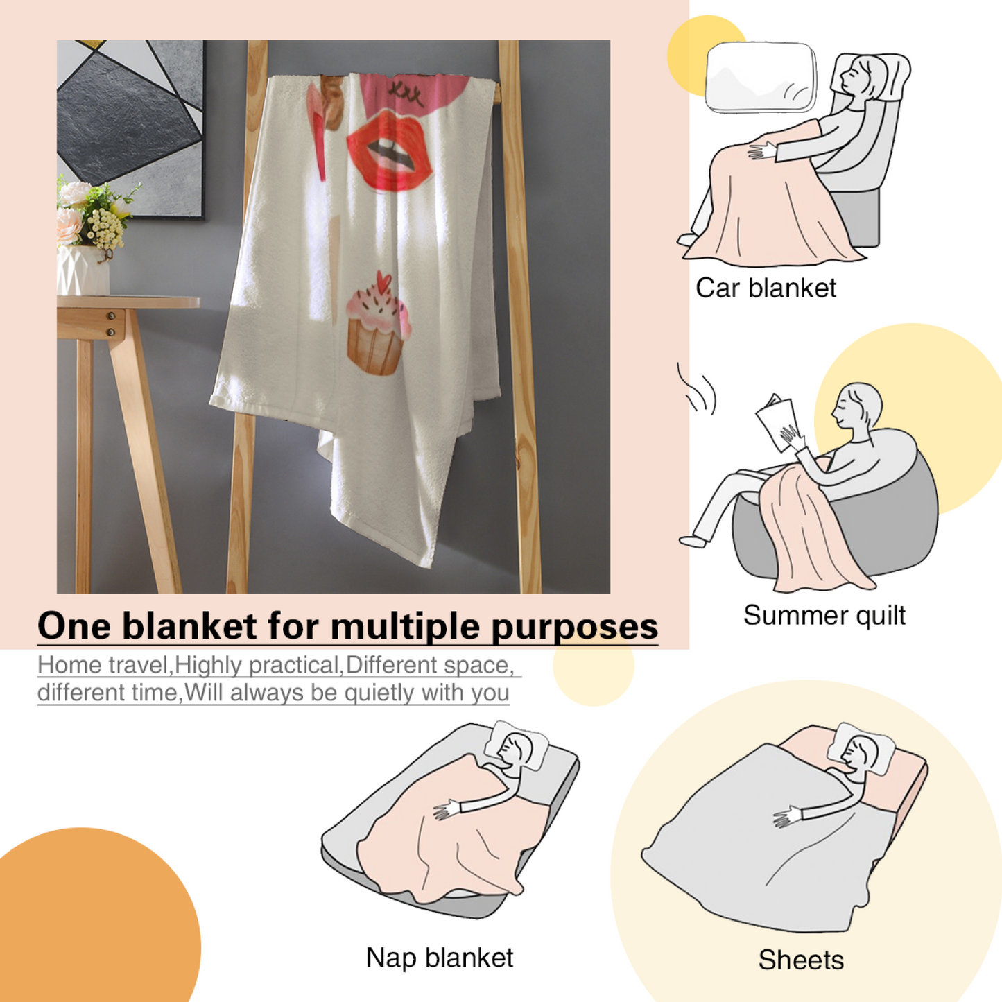 Vintage Cupid Love Flannel Throw Blanket ¨C Romantic Retro Collage Design