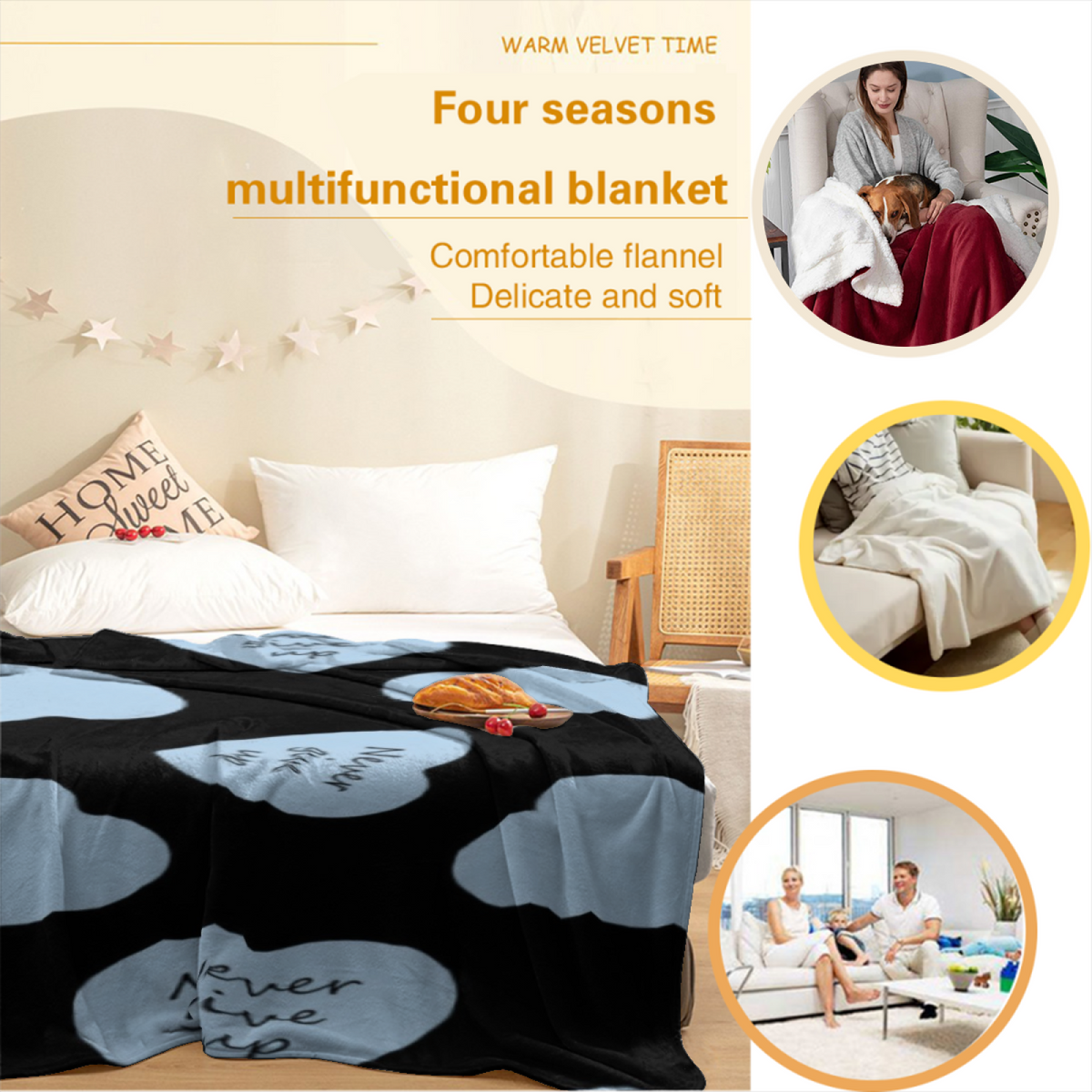 Soft Neutral Amber Meadow All-Season Flannel Blanket