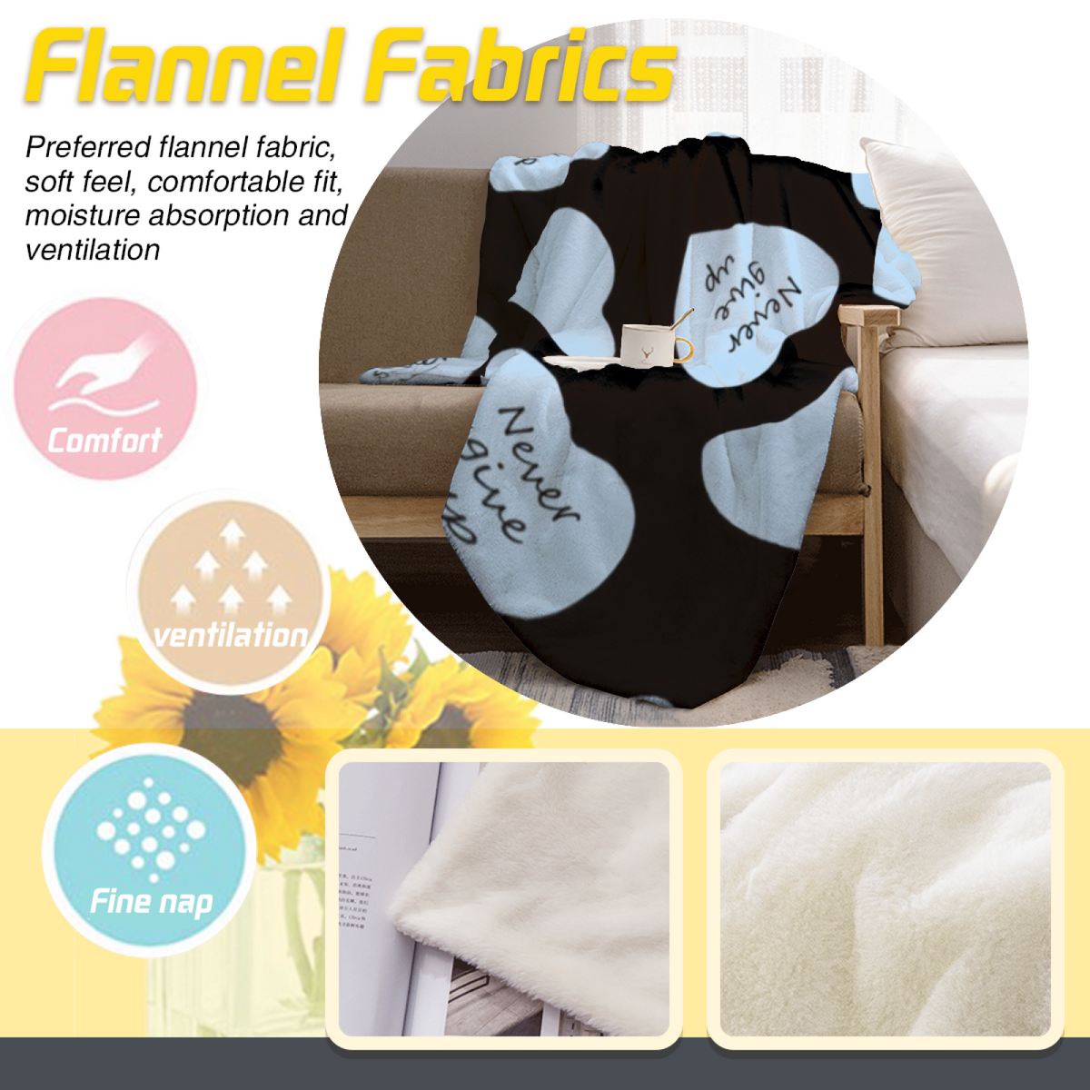 Soft Neutral Amber Meadow All-Season Flannel Blanket