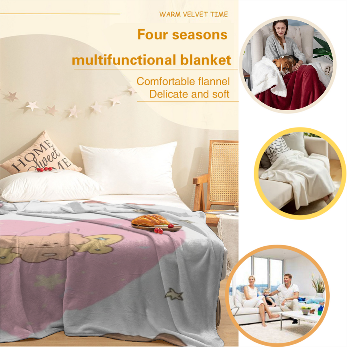 Wildwood Fern Home Accent Soft Flannel Blanket ¨C Warm Coral