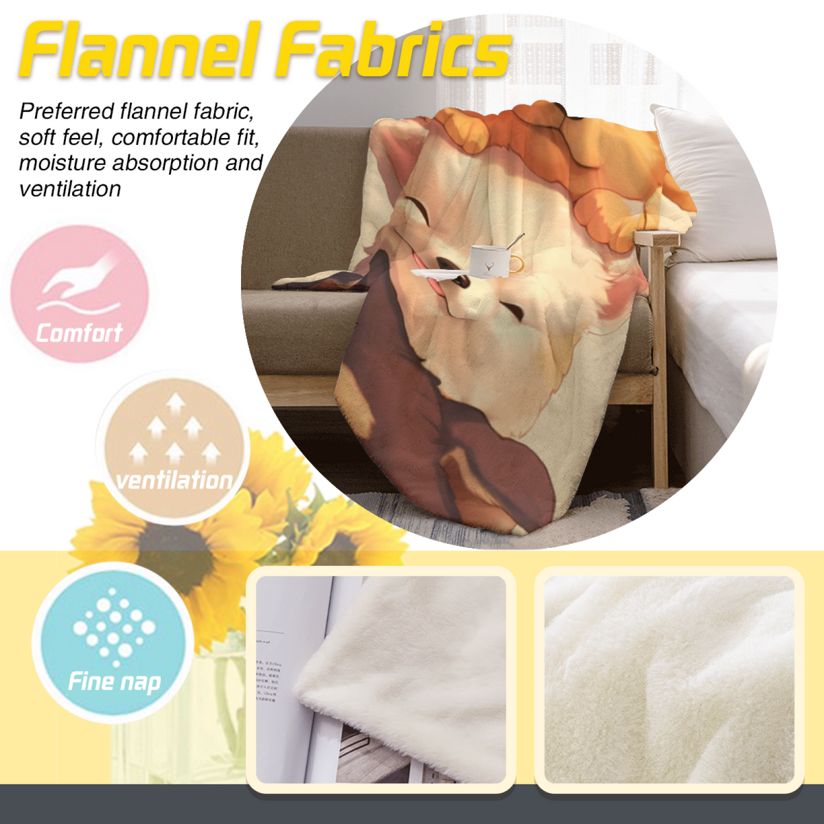 Decorative Flannel Blanket with Riverstone Wonder Cozy Cottage Artwork