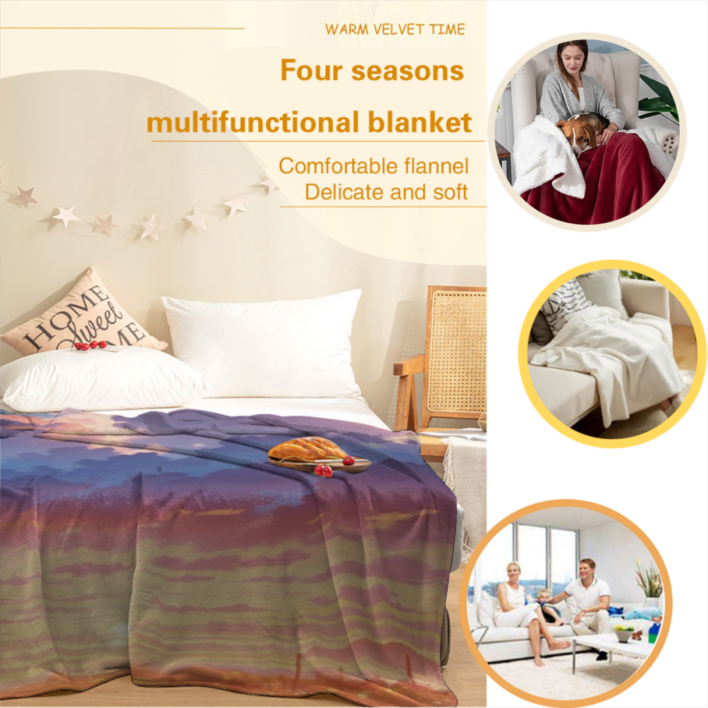 Decorative Abstract Throw Blanket ¨C Modern Graphic Printed Cozy Home Blanket