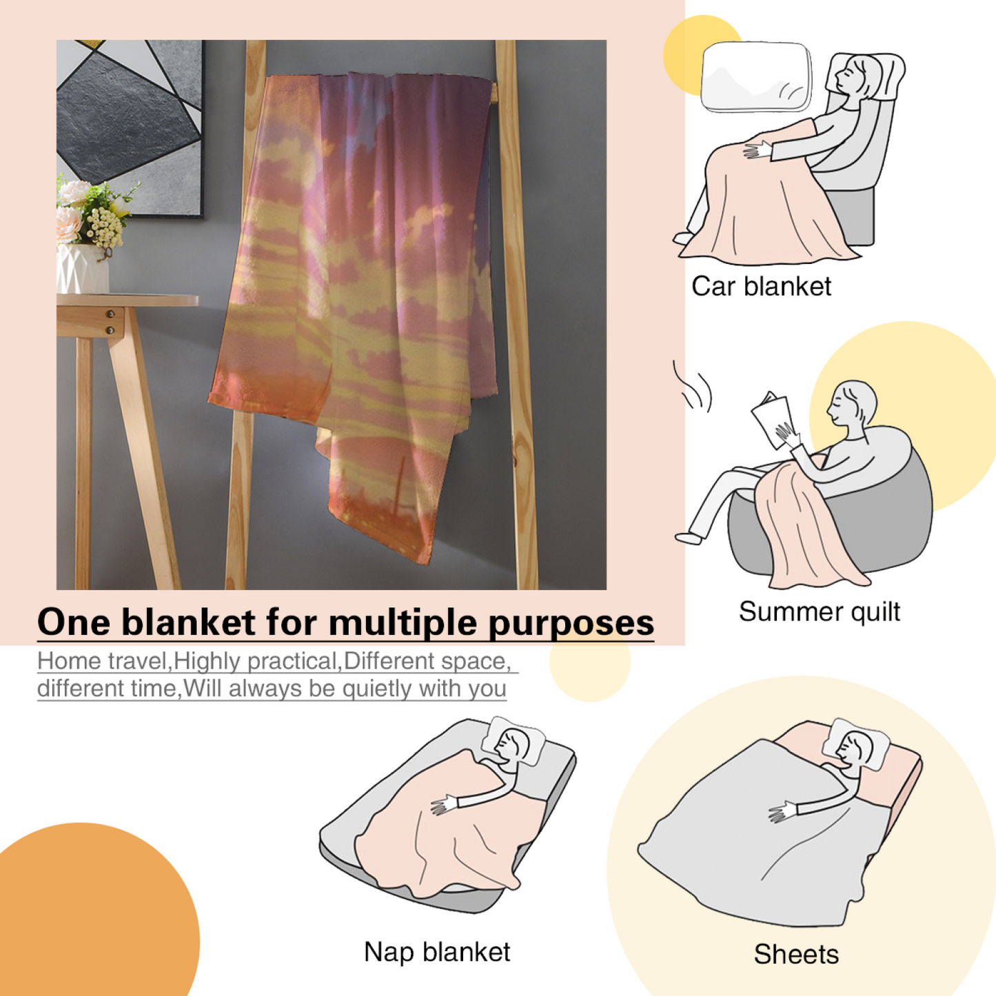 Decorative Abstract Throw Blanket ¨C Modern Graphic Printed Cozy Home Blanket