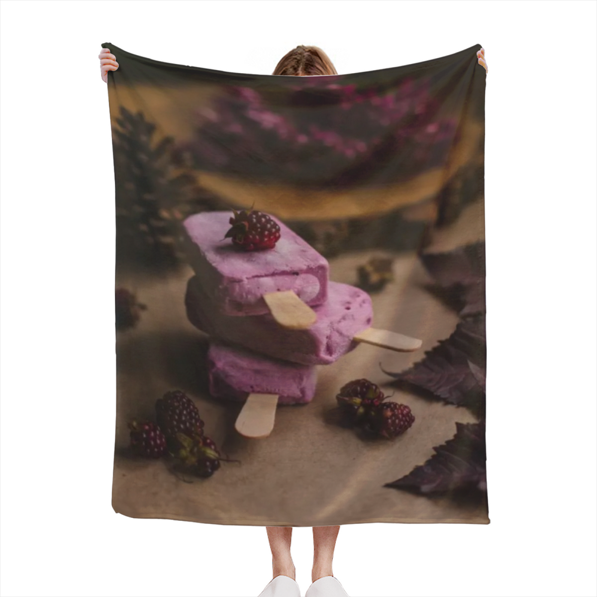 Flannel Throw Blanket with Serene Meadow Cozy Cottage Artwork