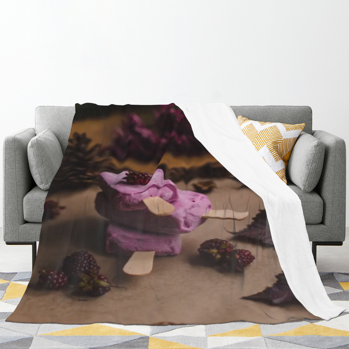Flannel Throw Blanket with Serene Meadow Cozy Cottage Artwork