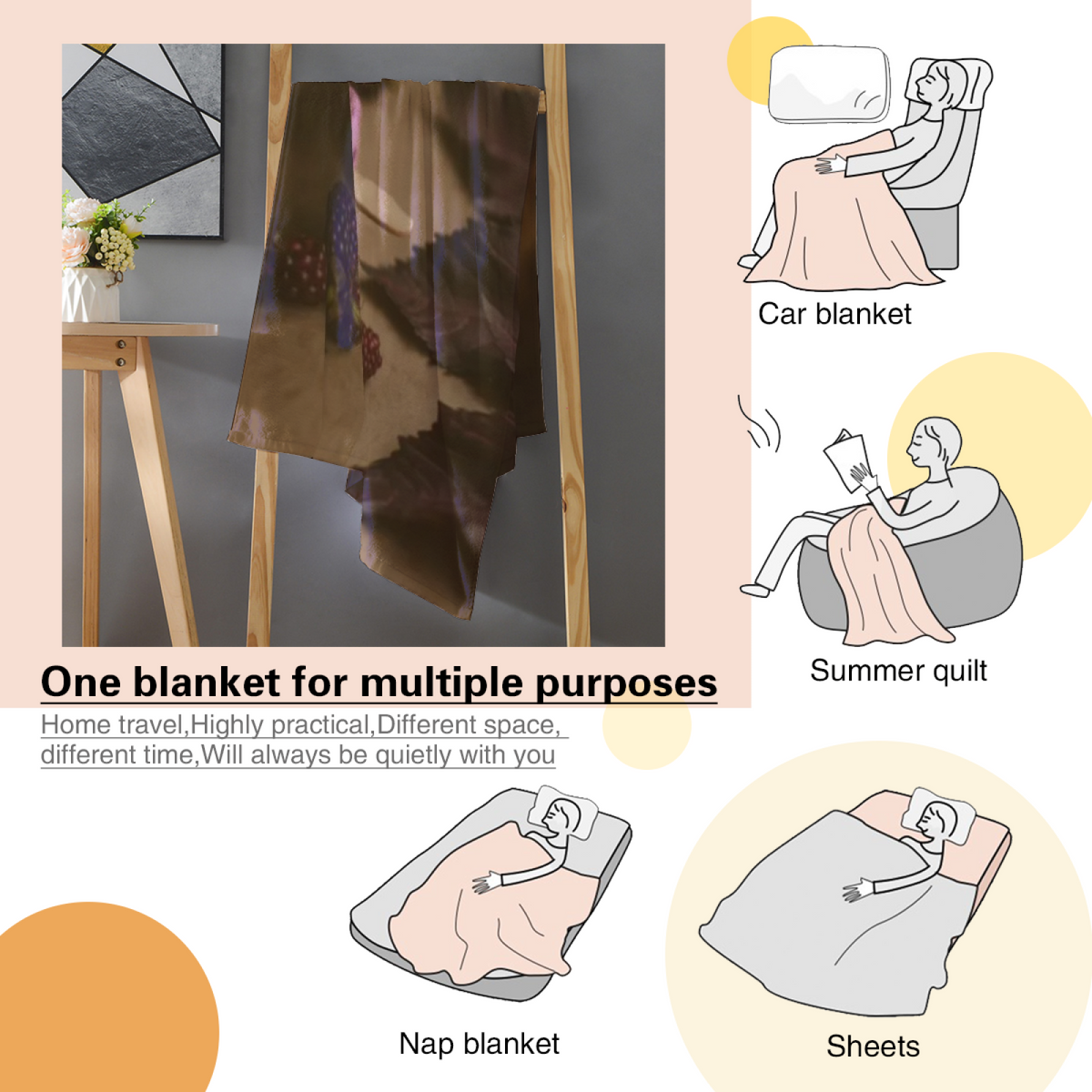 Flannel Throw Blanket with Serene Meadow Cozy Cottage Artwork