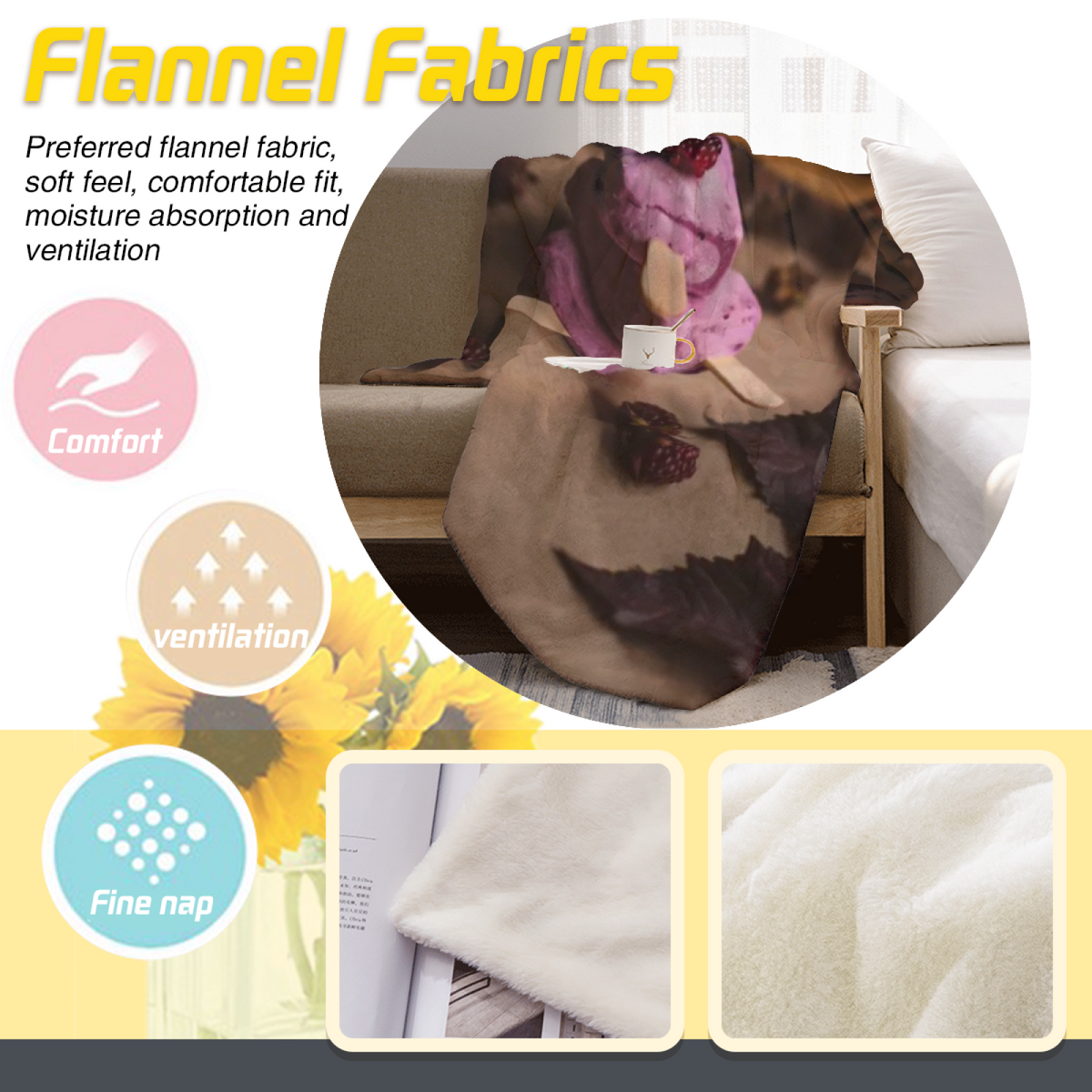 Flannel Throw Blanket with Serene Meadow Cozy Cottage Artwork