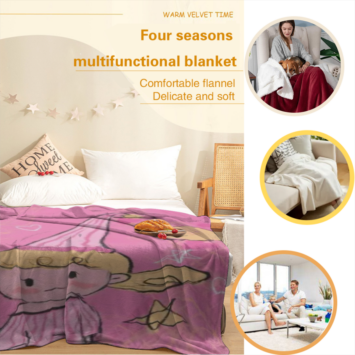 Seaside Horizon Pastel Multicolor Modern Art Decorative Flannel Blanket