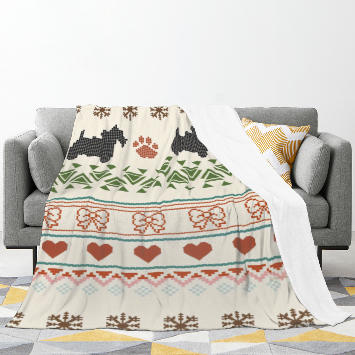 Willow Kaleidoscope Ivory Art Decorative Flannel Blanket