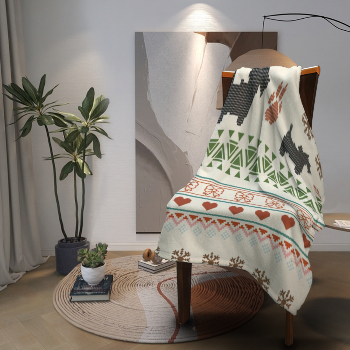 Willow Kaleidoscope Ivory Art Decorative Flannel Blanket