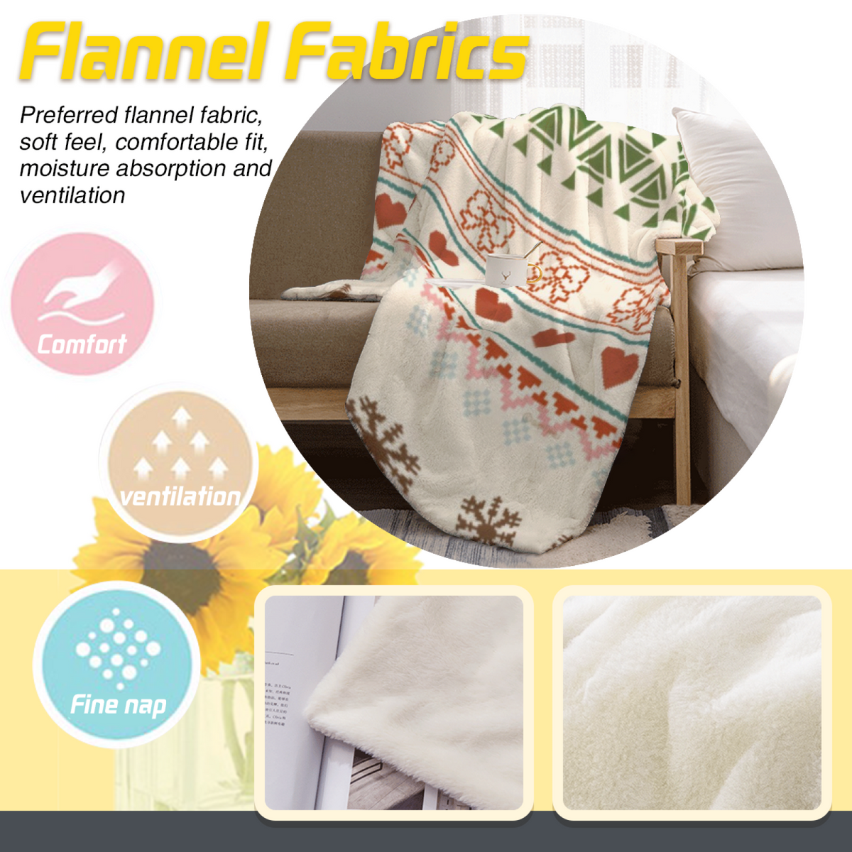 Willow Kaleidoscope Ivory Art Decorative Flannel Blanket
