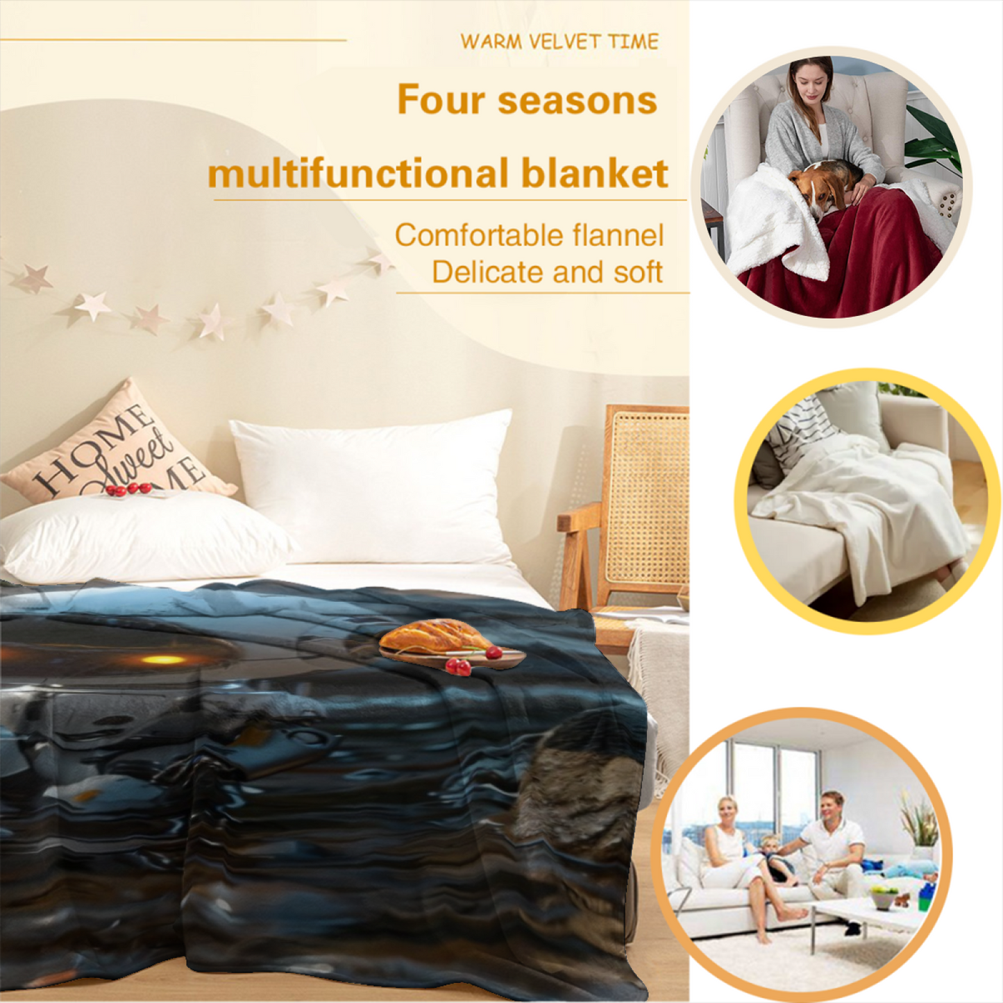 Cute Futuristic Robot Flannel Throw Blanket ¨C Friendly Sci-Fi Character