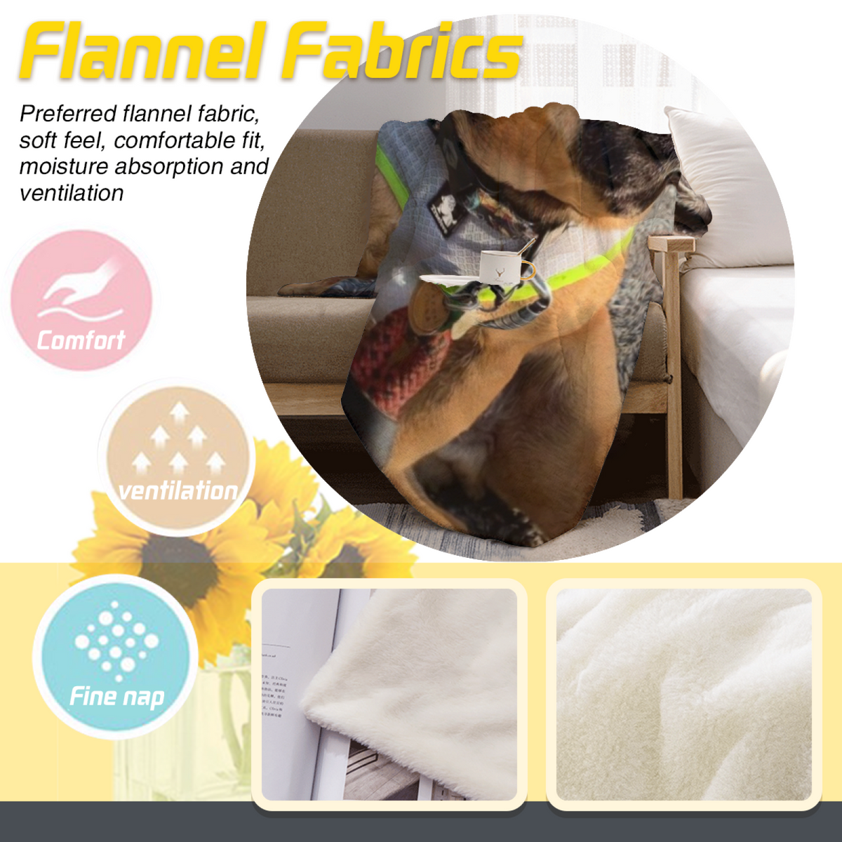 Whimsical Soft Neutral Indigo Rhythm Lightweight Flannel Throw
