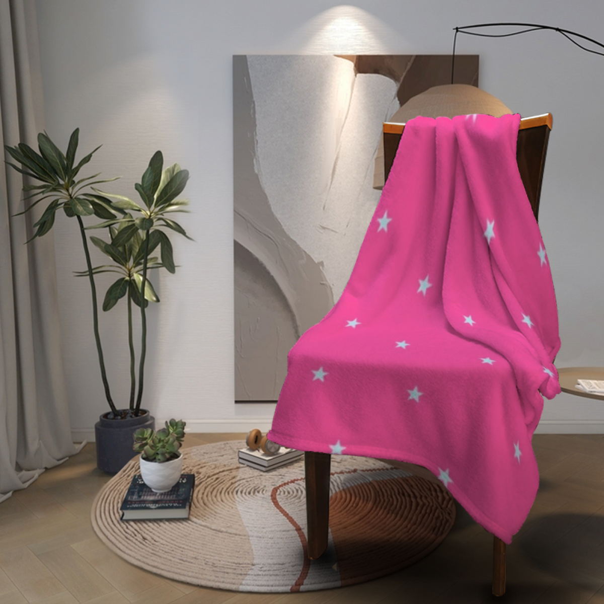 Eclectic Design Desert Fable Warm Coral Cozy Flannel Bed Blanket