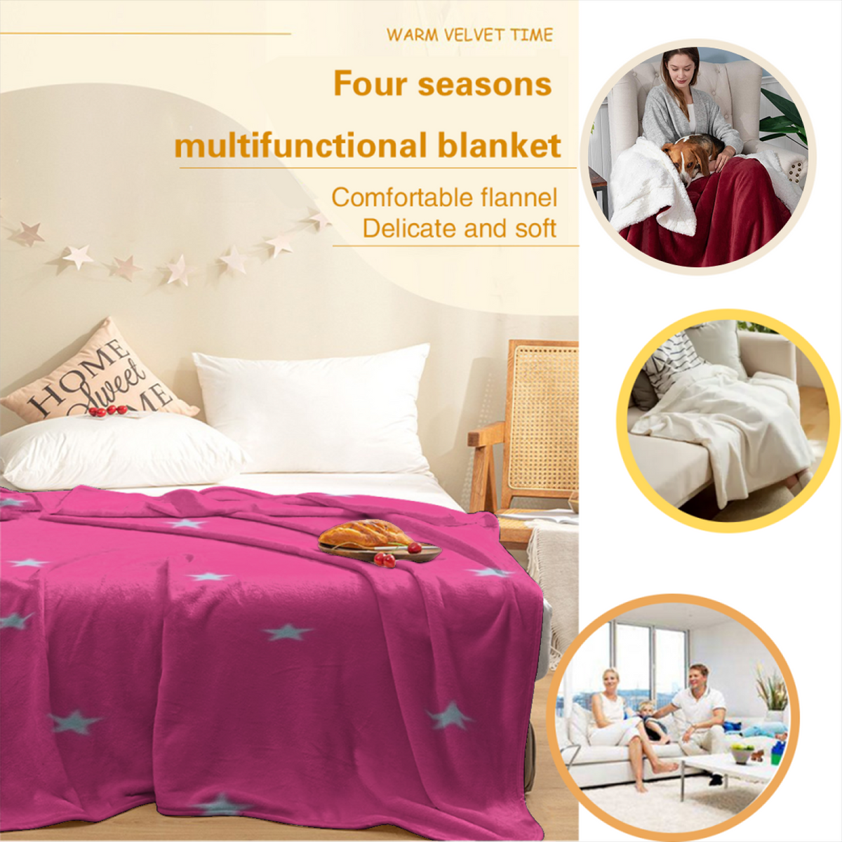 Eclectic Design Desert Fable Warm Coral Cozy Flannel Bed Blanket