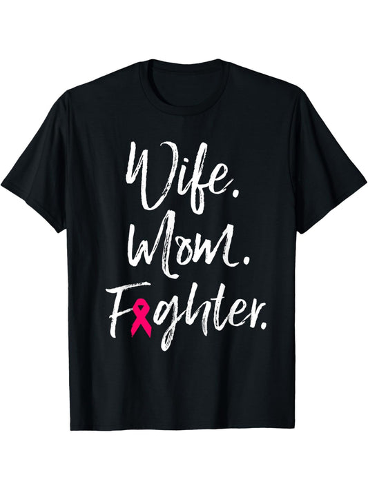 Wife Mom Fighter Retro Trendy Printed T-shirt, Men'S Casual and Comfortable T-shirt Summer, Men'S Short-sleeved Top for Everyday Activities Birthday Gift To Men