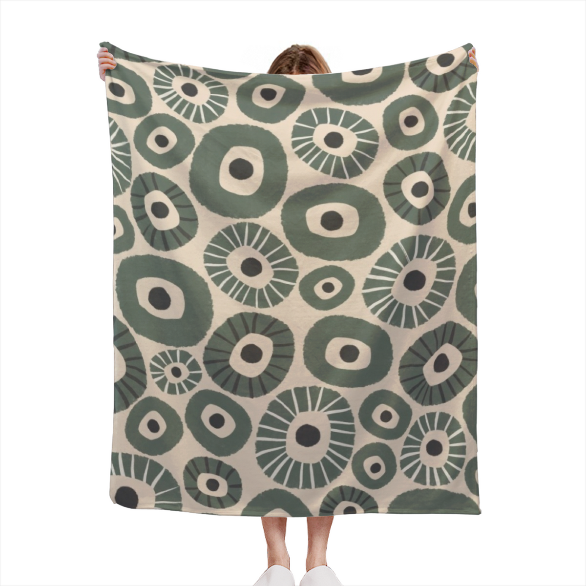 Desert Petal Expressive Print Cozy Flannel Bed Blanket in Dusty Lilac