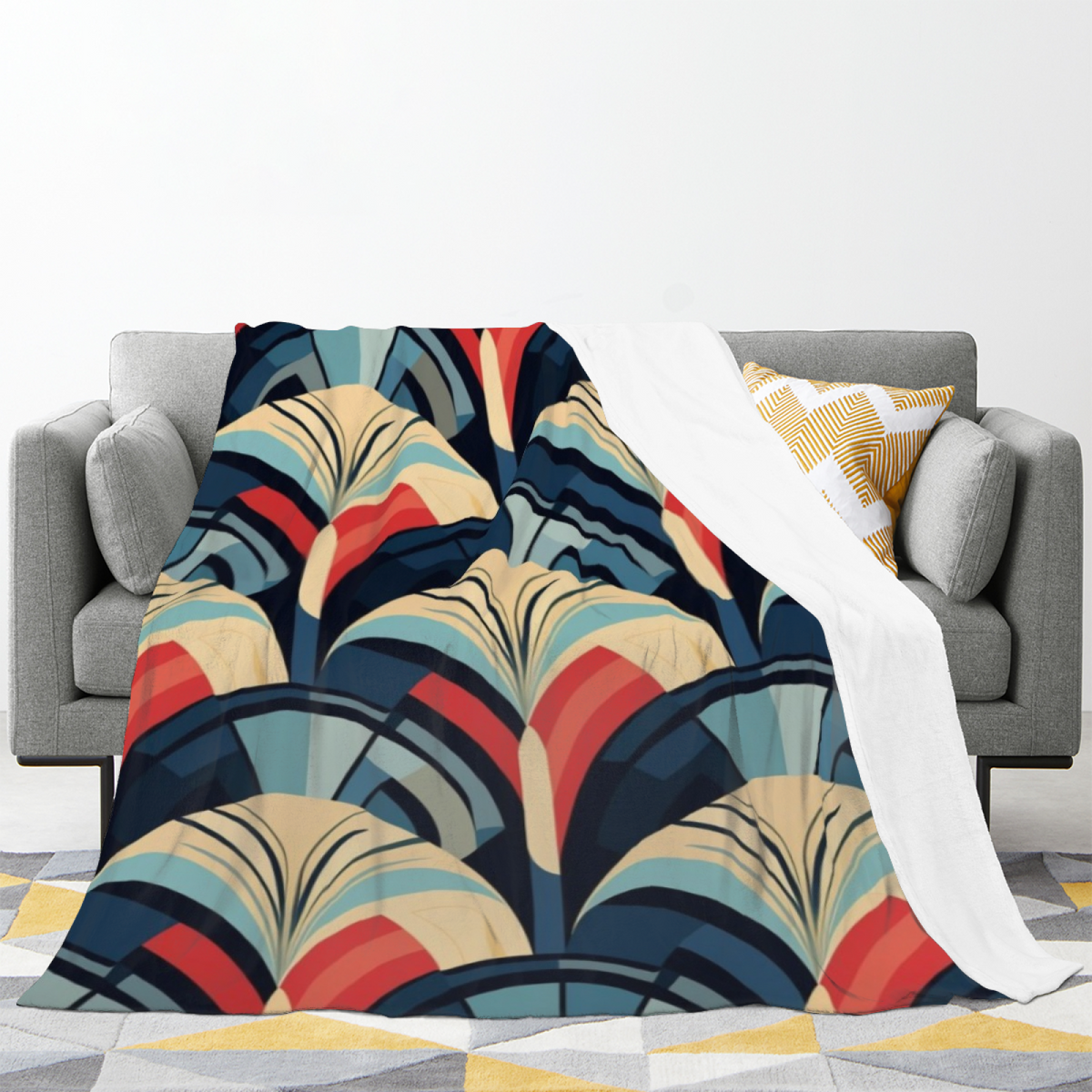 Rustic Blossom Pastel Multicolor Modern Art Flannel Throw Blanket