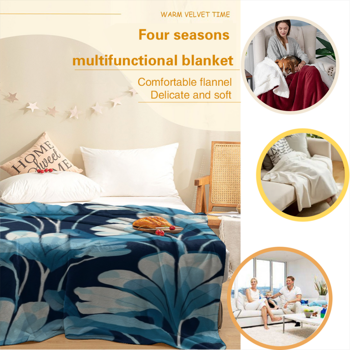 Serene & Valley Playful Graphic Plush Flannel Throw