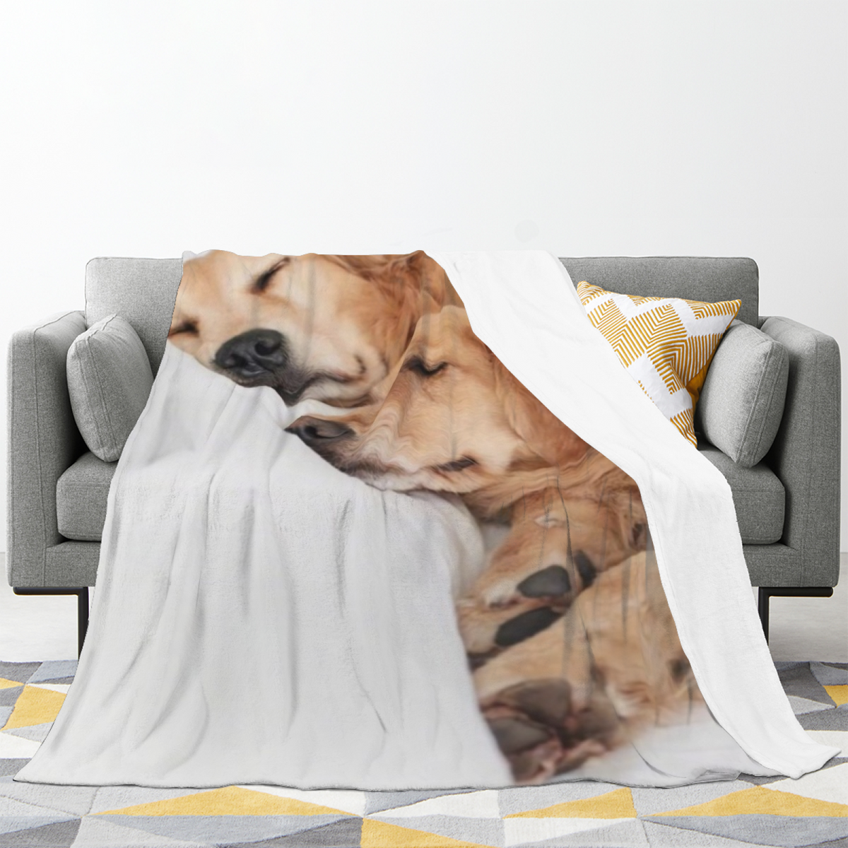 Cobalt Tapestry Soft Neutral Contemporary Decorative Flannel Blanket