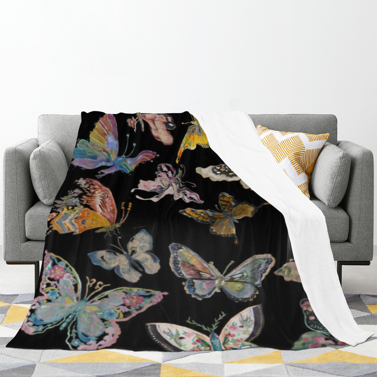 Soft Neutral Alpine Cove Lightweight Flannel Throw ¨C Contemporary Pattern