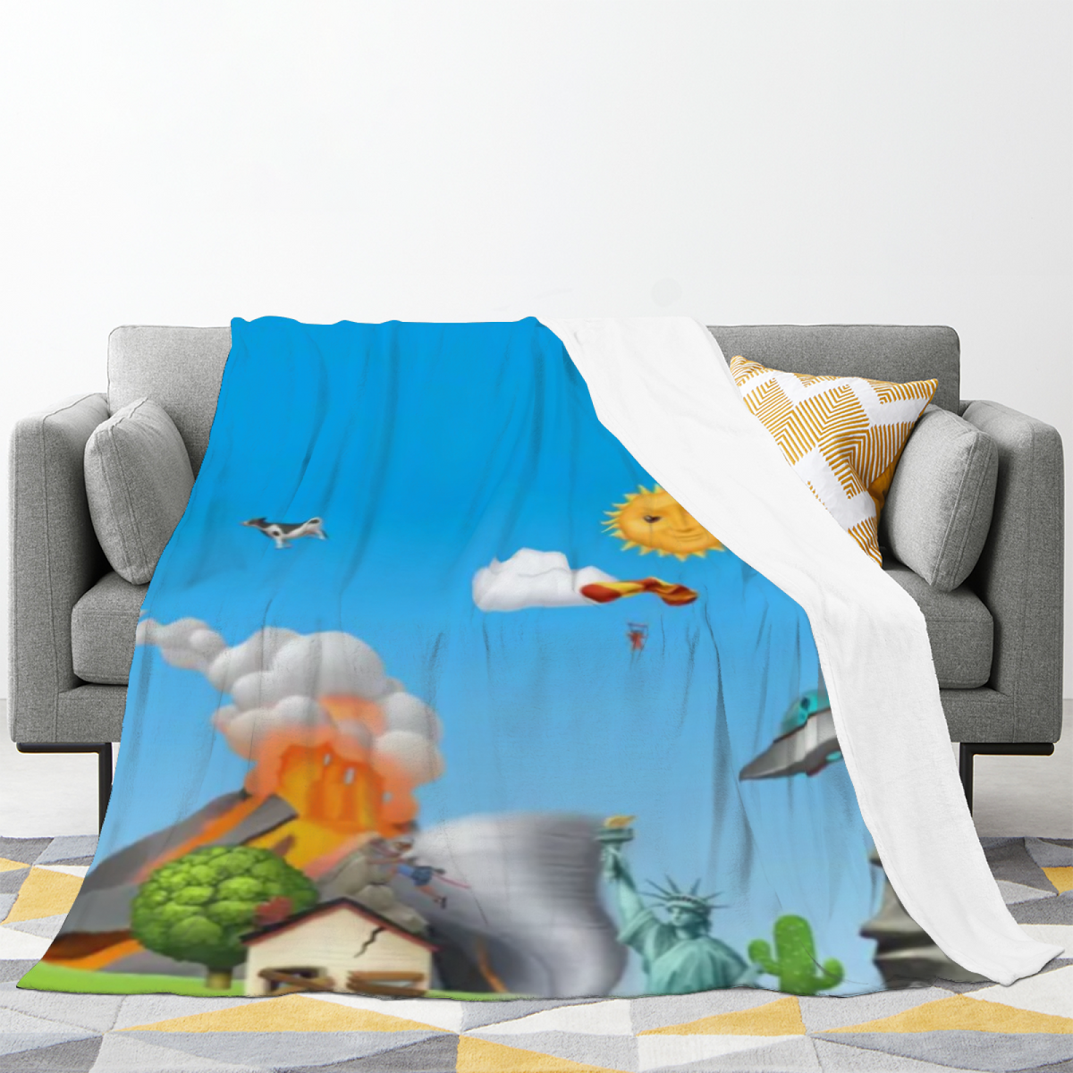 Pastel Multicolor Whimsical Decor All-Season Flannel Blanket ¨C Sunwashed Jubilee Edition