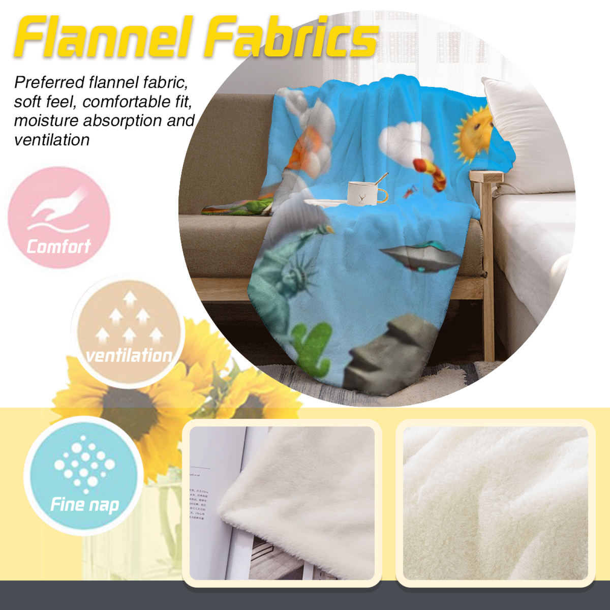 Pastel Multicolor Whimsical Decor All-Season Flannel Blanket ¨C Sunwashed Jubilee Edition