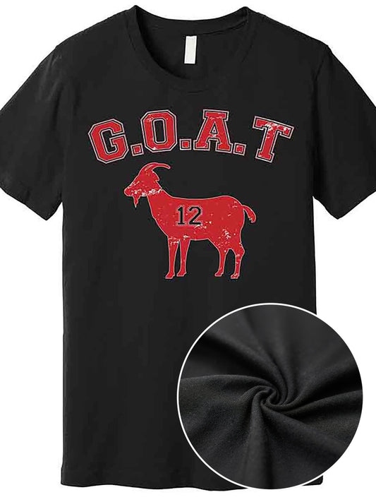 Goat 12 New England Football Fan Premium T-Shirt 226968 funny Men'S Short Sleeve Graphic T-shirt Collection black AA