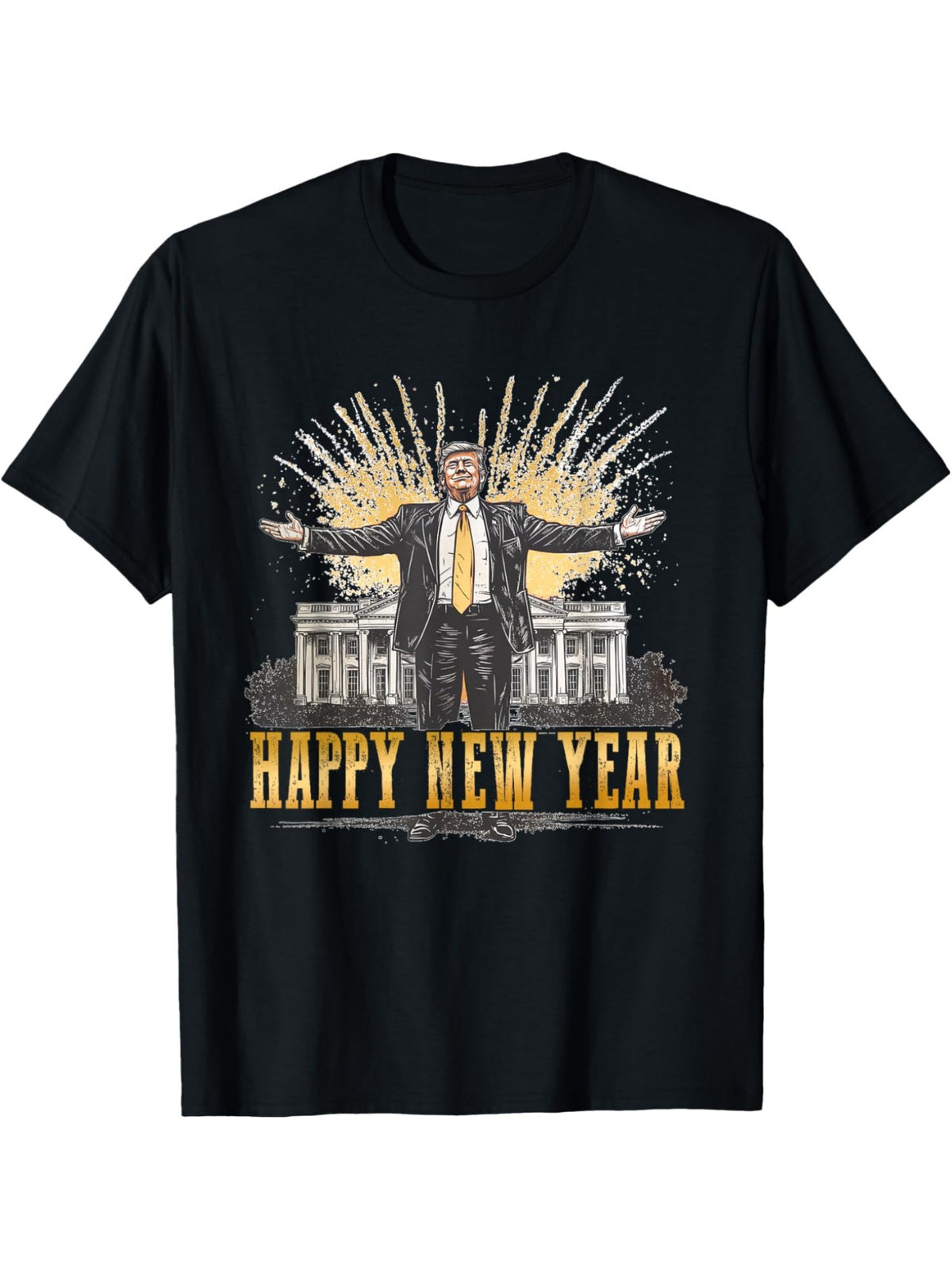 Funny Trump New Year Party 2025 Trump New Year New President Retro Trendy Printed T-shirt, Men'S Casual and Comfortable T-shirt Summer, Men'S Short-sleeved Top for Everyday Activities Birthday Gift to Men