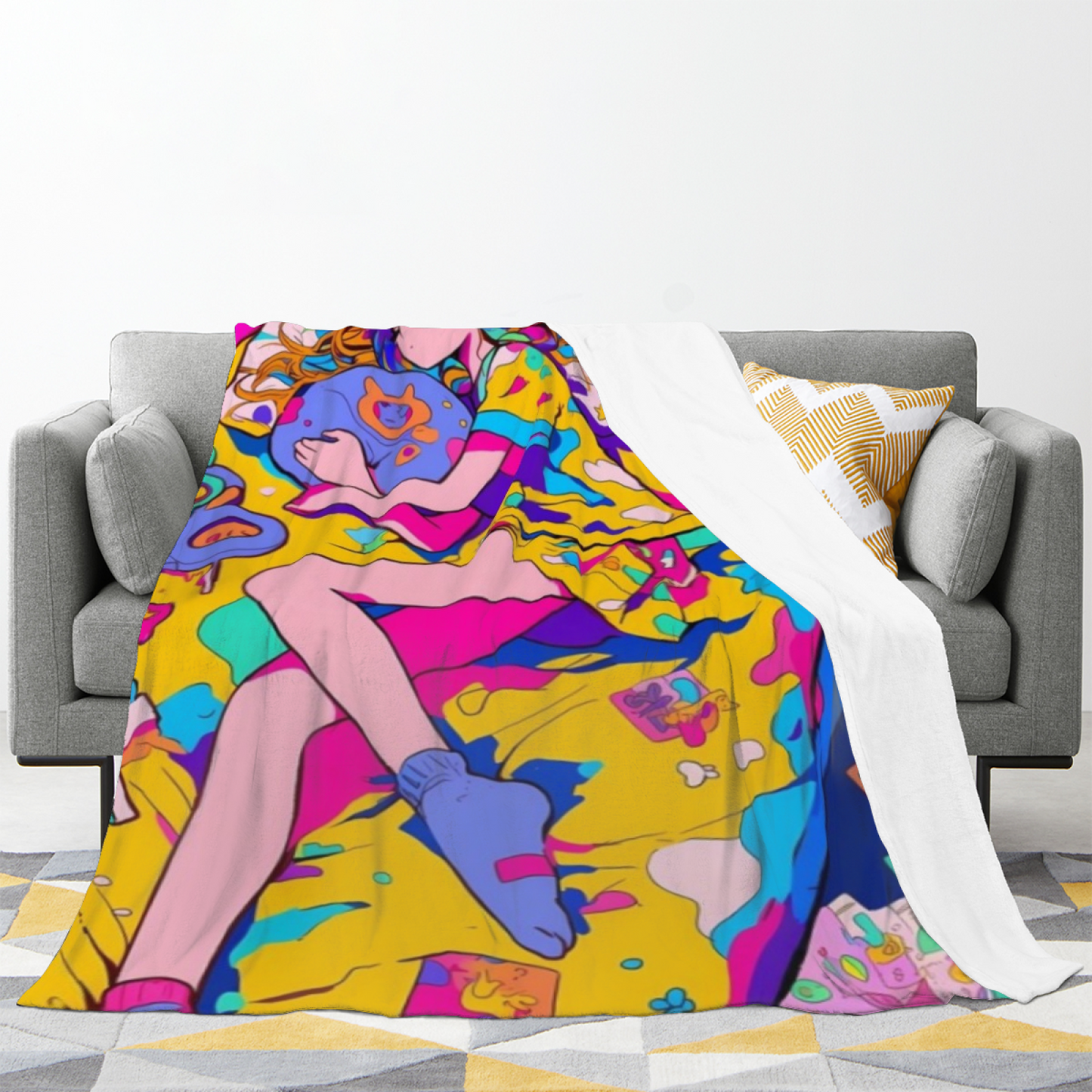 Colorful Decorative Throw Blanket ¨C Abstract Contemporary Printed Design