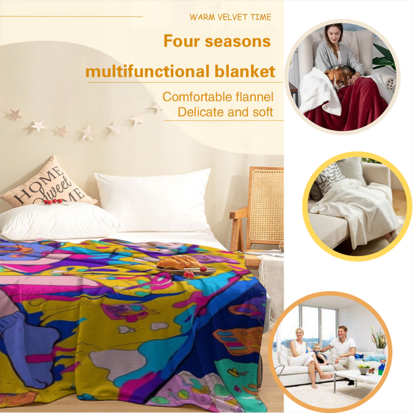 Colorful Decorative Throw Blanket ¨C Abstract Contemporary Printed Design