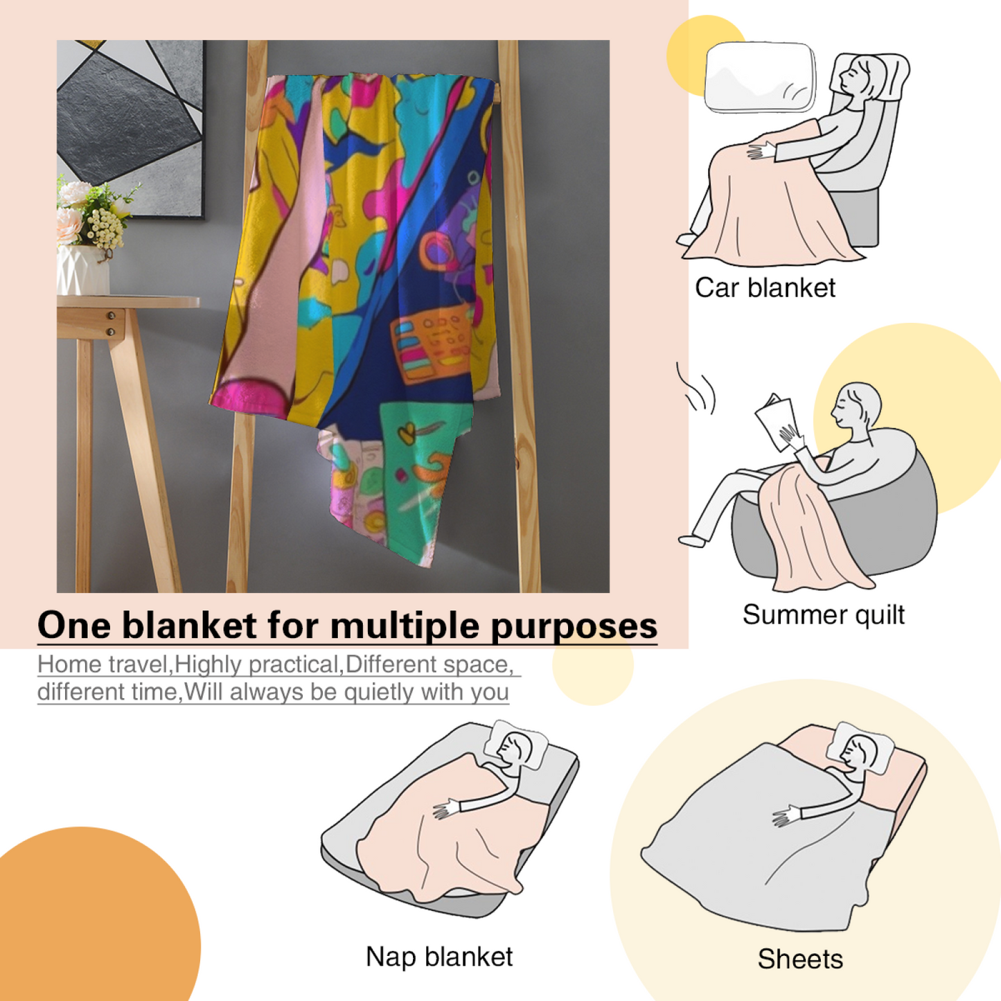 Colorful Decorative Throw Blanket ¨C Abstract Contemporary Printed Design