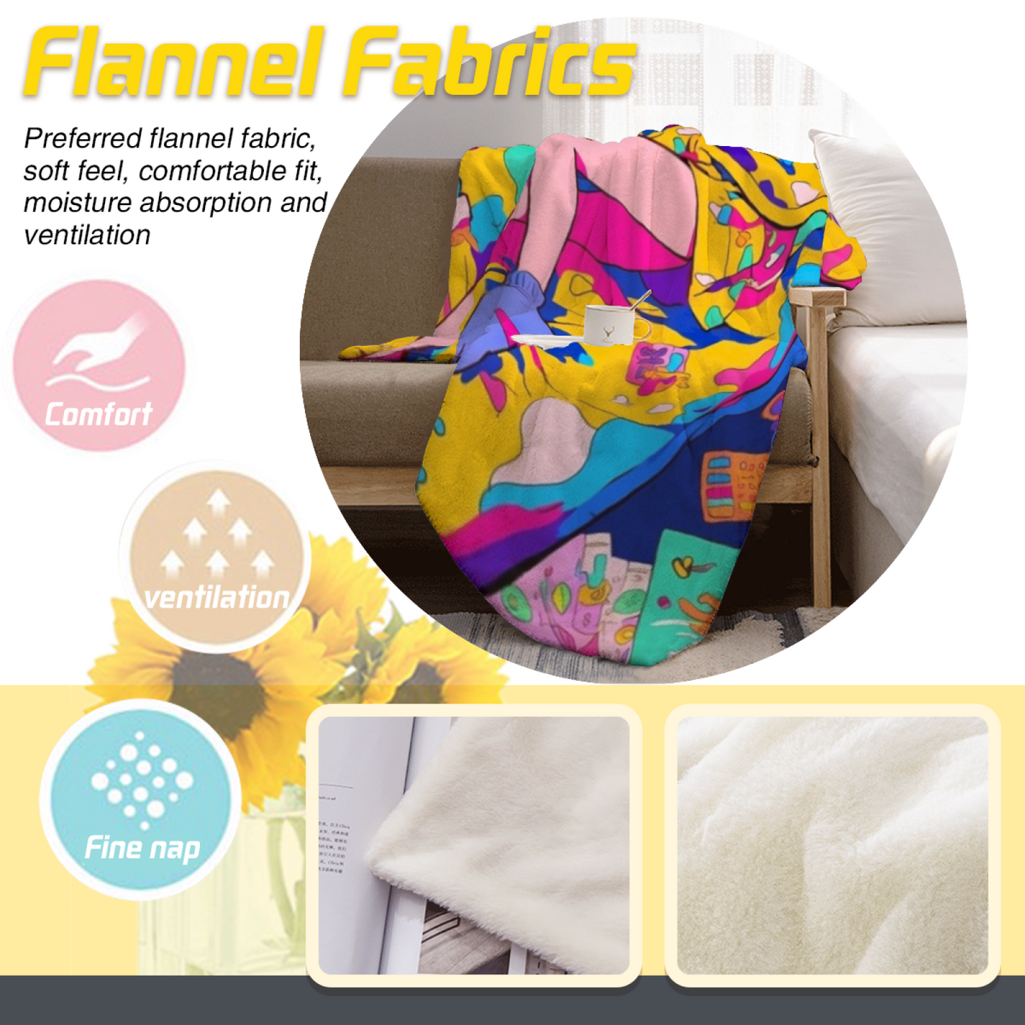 Colorful Decorative Throw Blanket ¨C Abstract Contemporary Printed Design