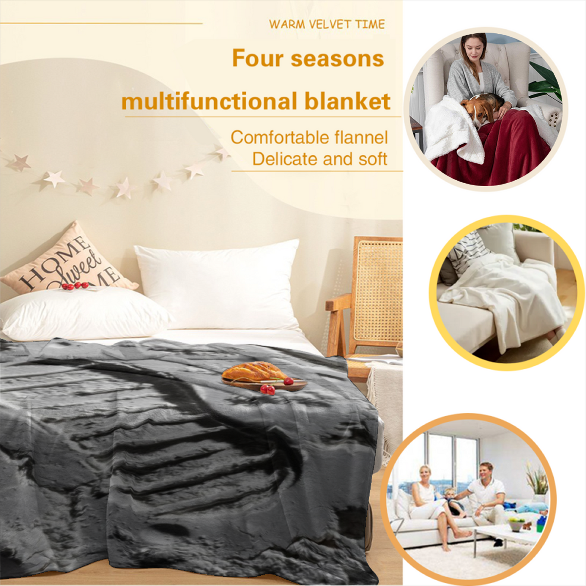 Soft Neutral Copper Rhapsody Lightweight Flannel Throw ¨C Contemporary Pattern