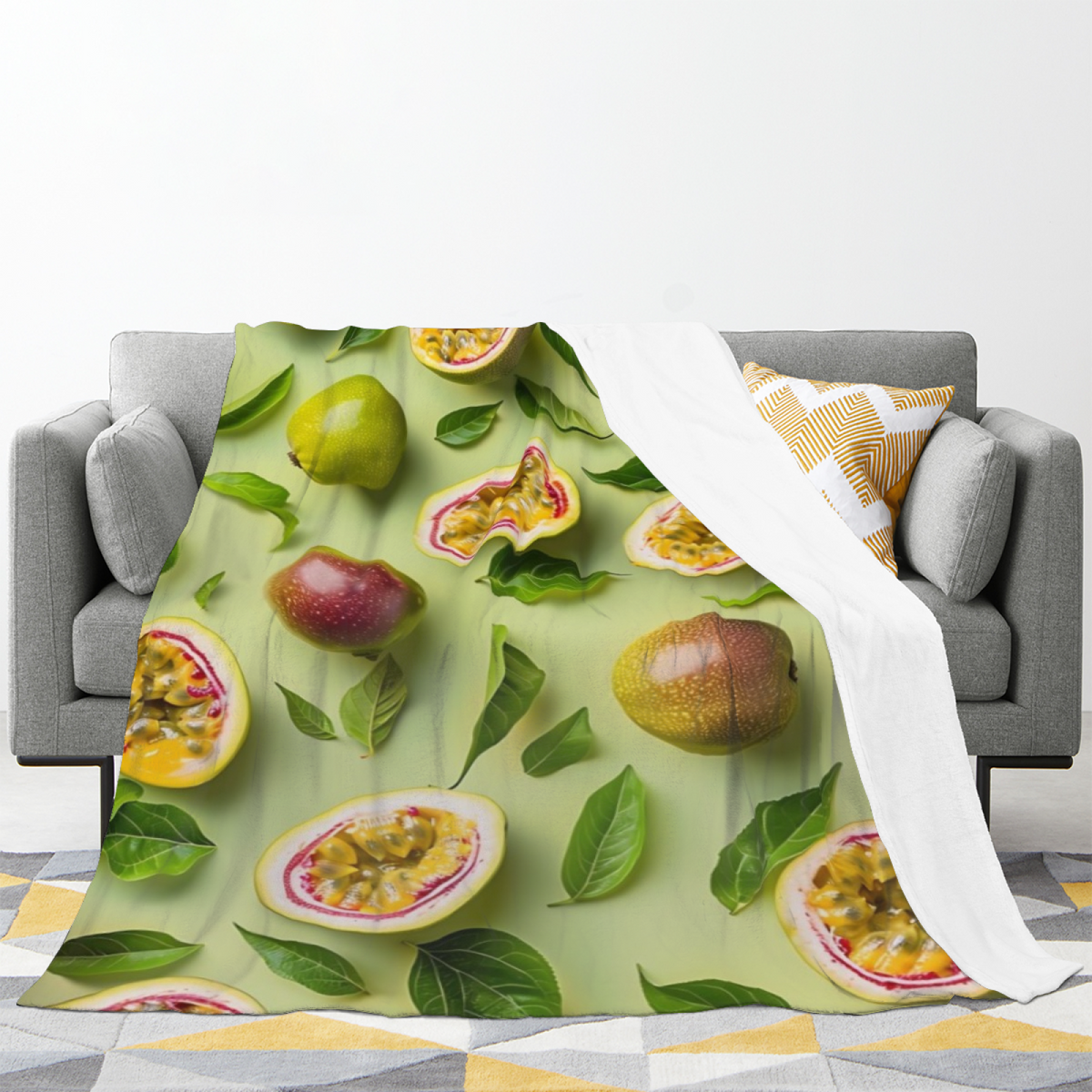 Mossy Cove Rich Multicolor Modern Art Flannel Throw Blanket