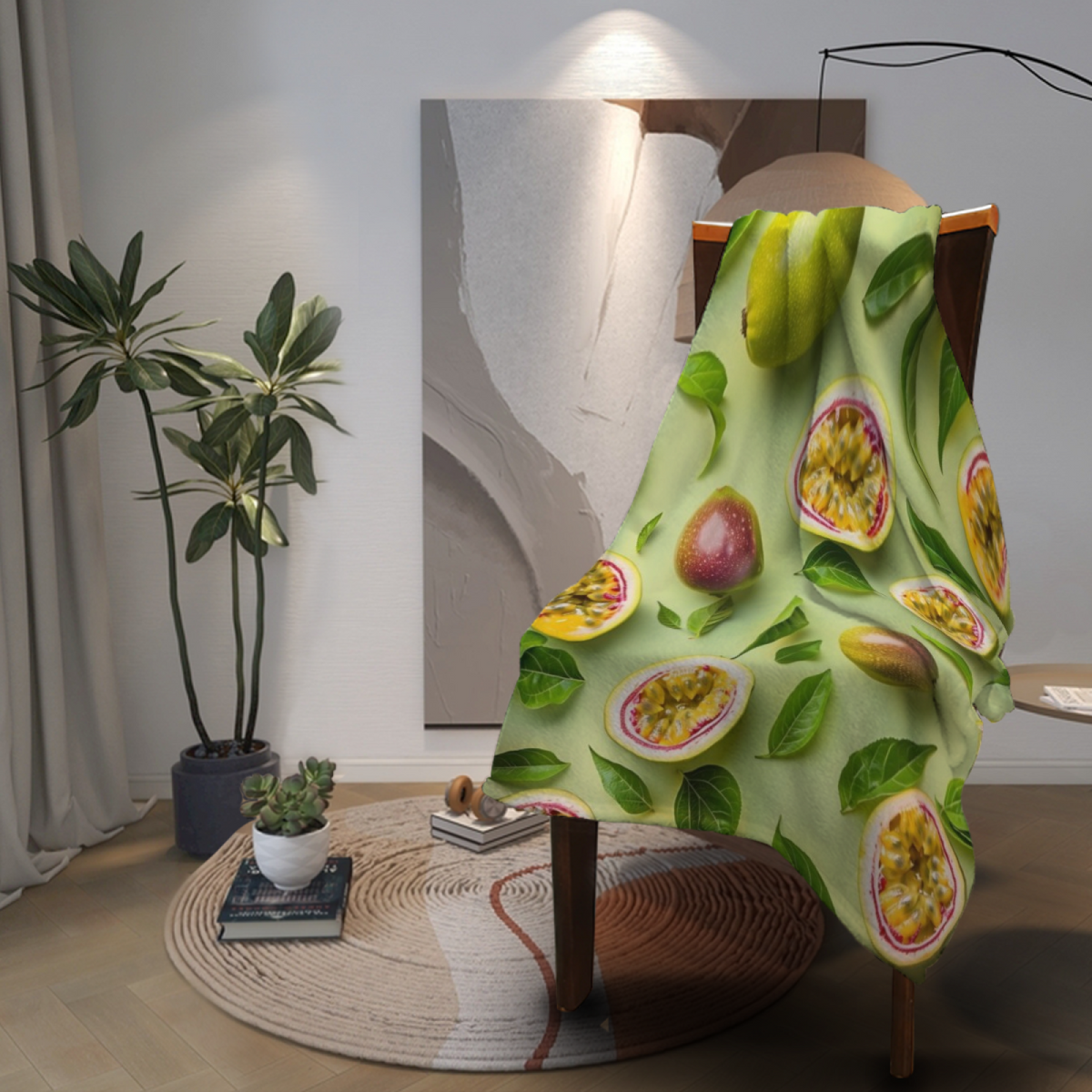 Mossy Cove Rich Multicolor Modern Art Flannel Throw Blanket