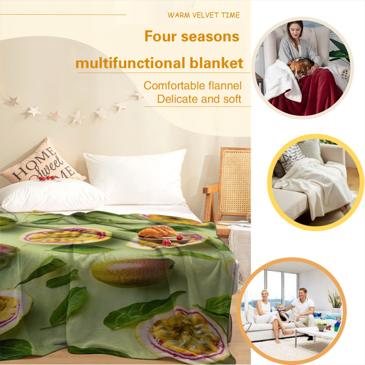 Mossy Cove Rich Multicolor Modern Art Flannel Throw Blanket