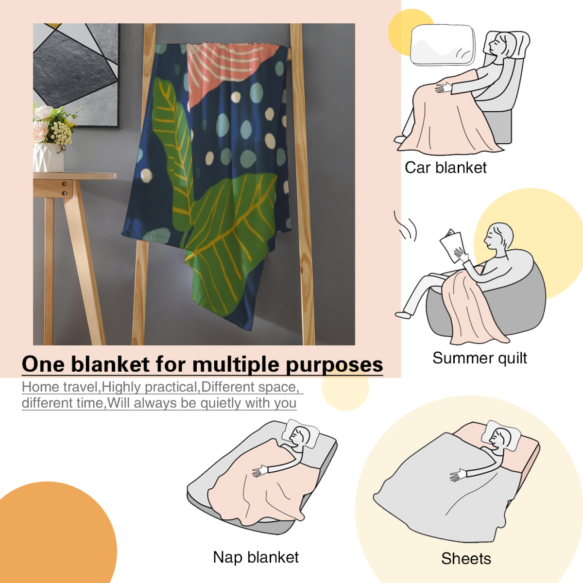 Flannel Throw Blanket with Seaside Meadow Cozy Cottage Artwork