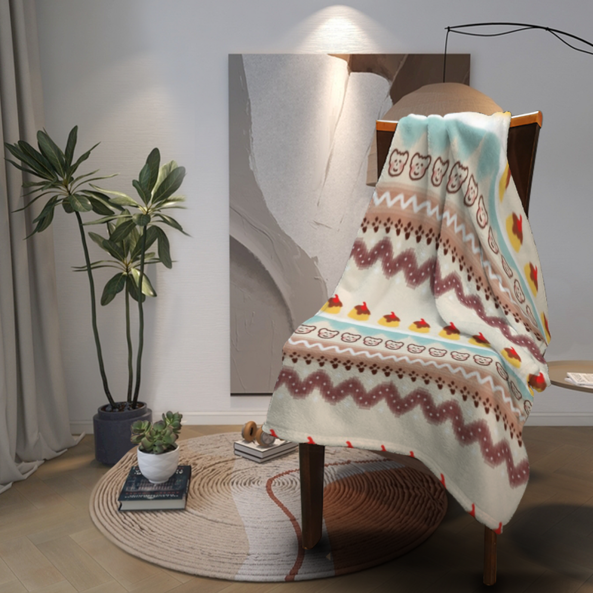Cinnamon Breeze Lightweight Flannel Throw in Pastel Multicolor
