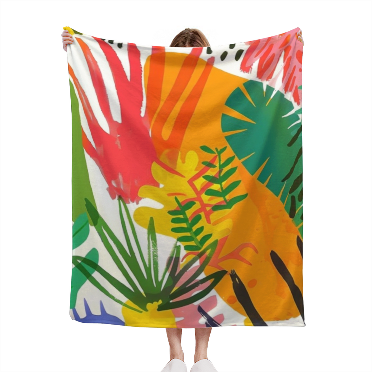 Earthy Multicolor Cobalt Mosaic Soft Flannel Blanket