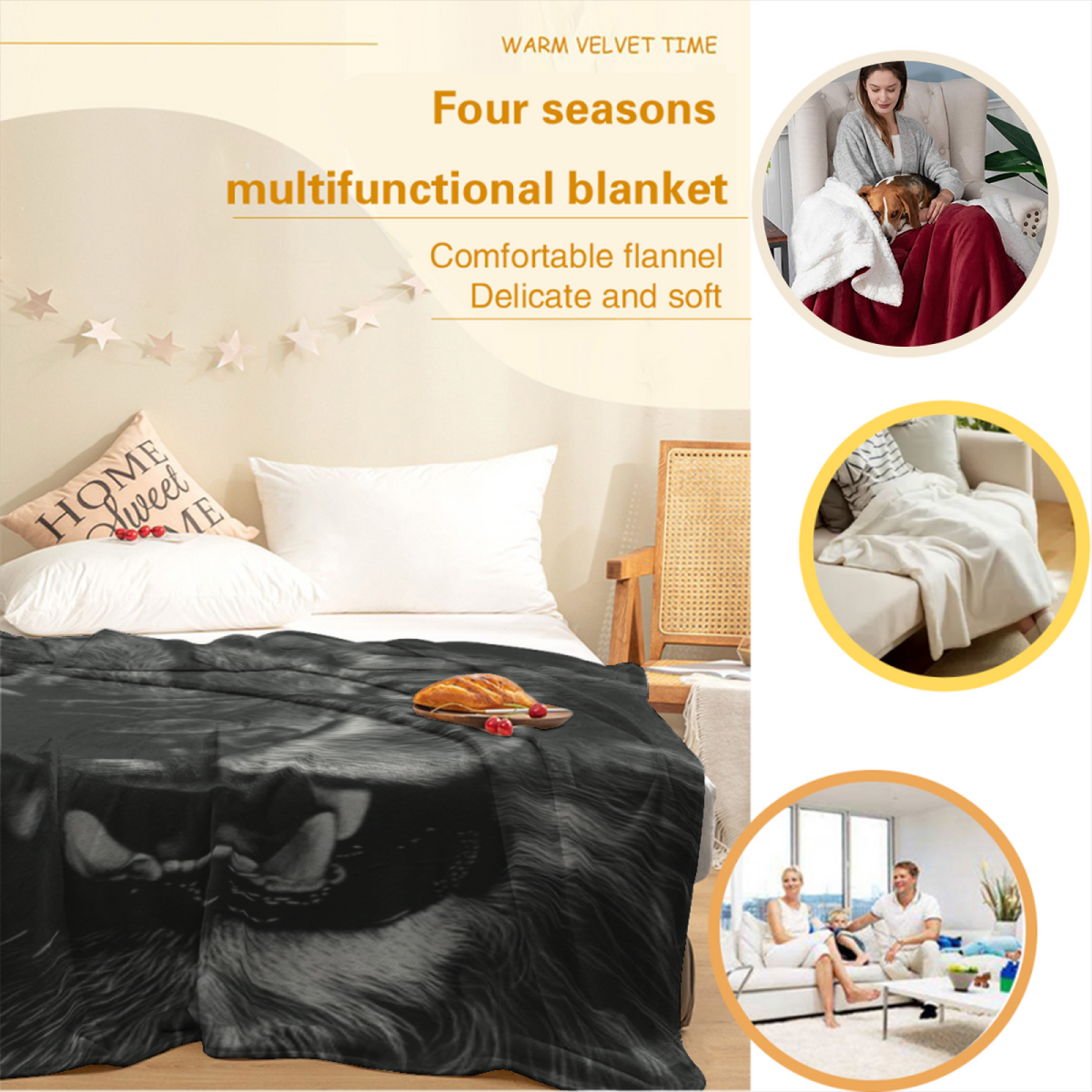 Contemporary Soft Neutral Pebble Garden Lightweight Flannel Throw