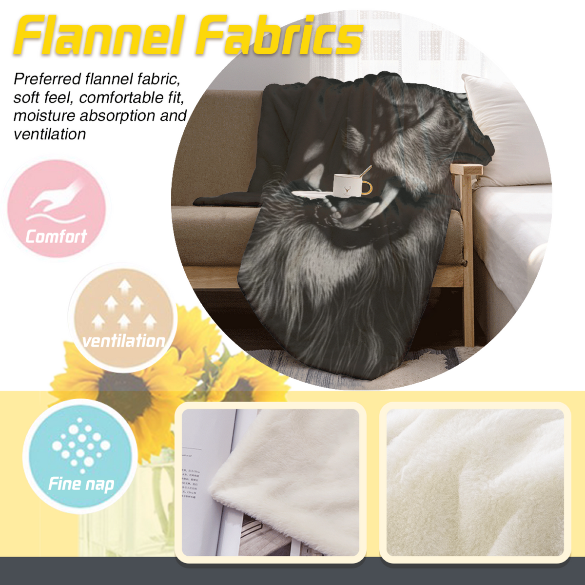 Contemporary Soft Neutral Pebble Garden Lightweight Flannel Throw