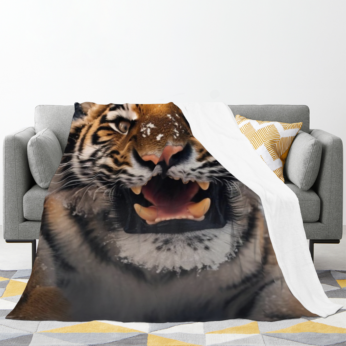 Soft Neutral Saffron Glow Lightweight Flannel Throw