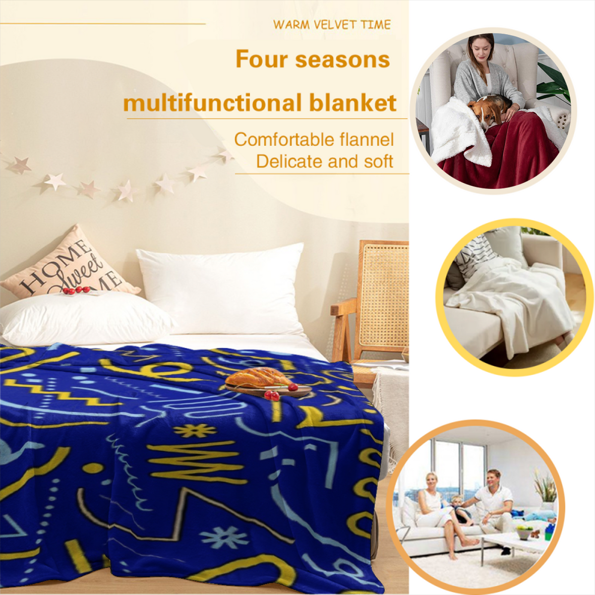 Deep Ocean Harvest Daydream Lightweight Flannel Throw ¨C Contemporary Pattern