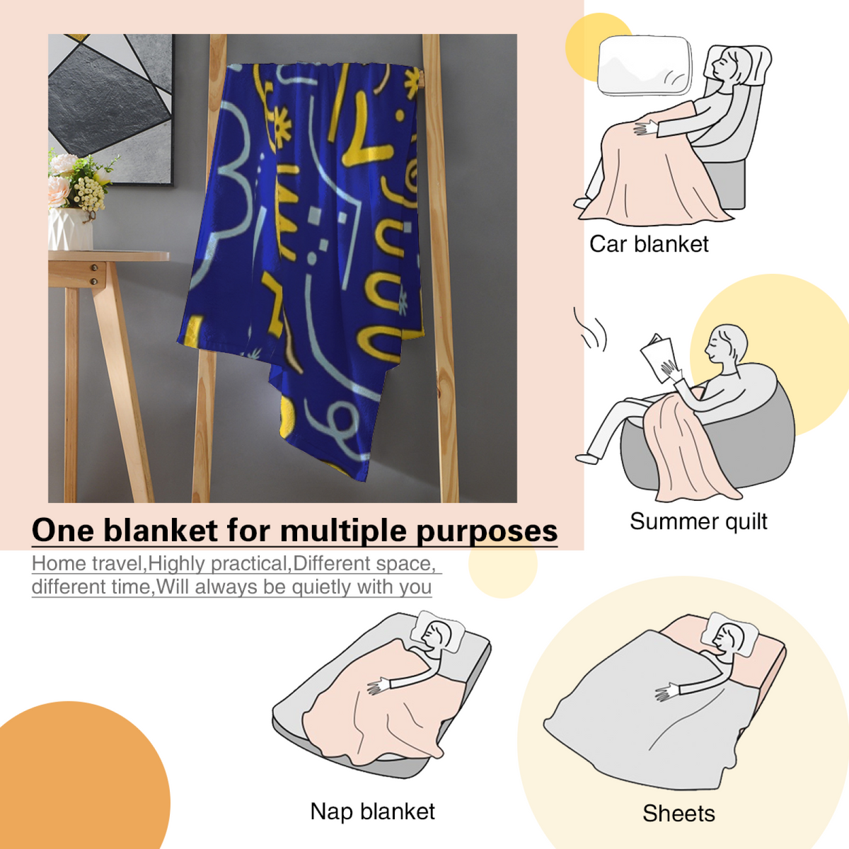 Deep Ocean Harvest Daydream Lightweight Flannel Throw ¨C Contemporary Pattern