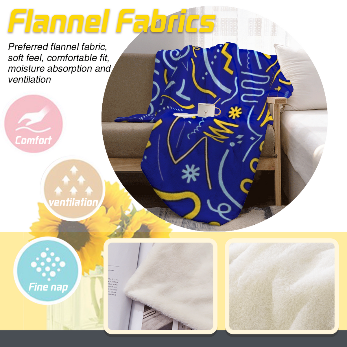 Deep Ocean Harvest Daydream Lightweight Flannel Throw ¨C Contemporary Pattern
